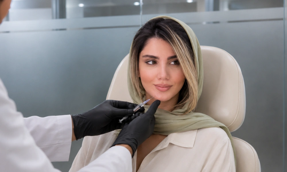تزریق فیلر چانه طبیعی برای زیباجوی کلینیک زیبایی