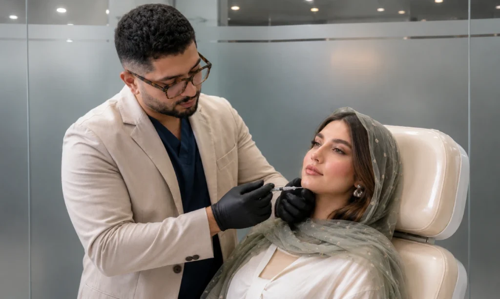 تزریق فیلر چانه برای کلاینت توسط دکتر خیرالهی در کلینیک