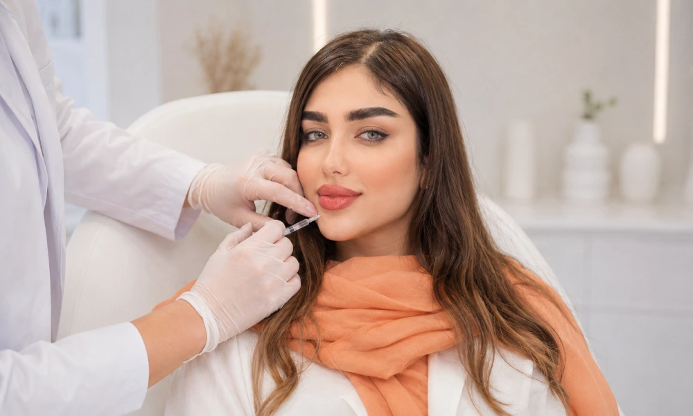 تزریق فیلر لب برای اصلاح عدم تقارن صورت