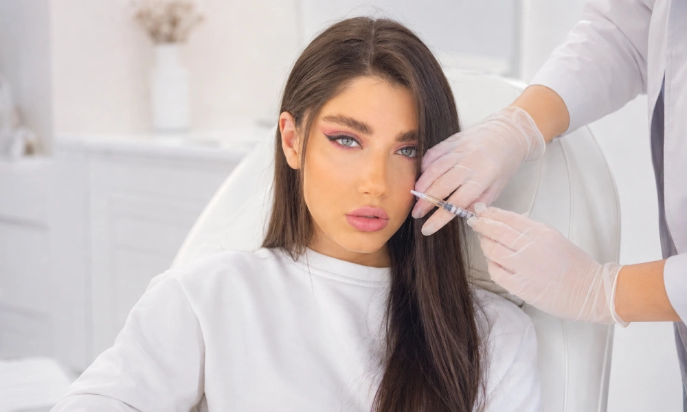 تزریق مزوژل به زیر چشم ها برای جذابیت بیشتر پوست صورت این خانم