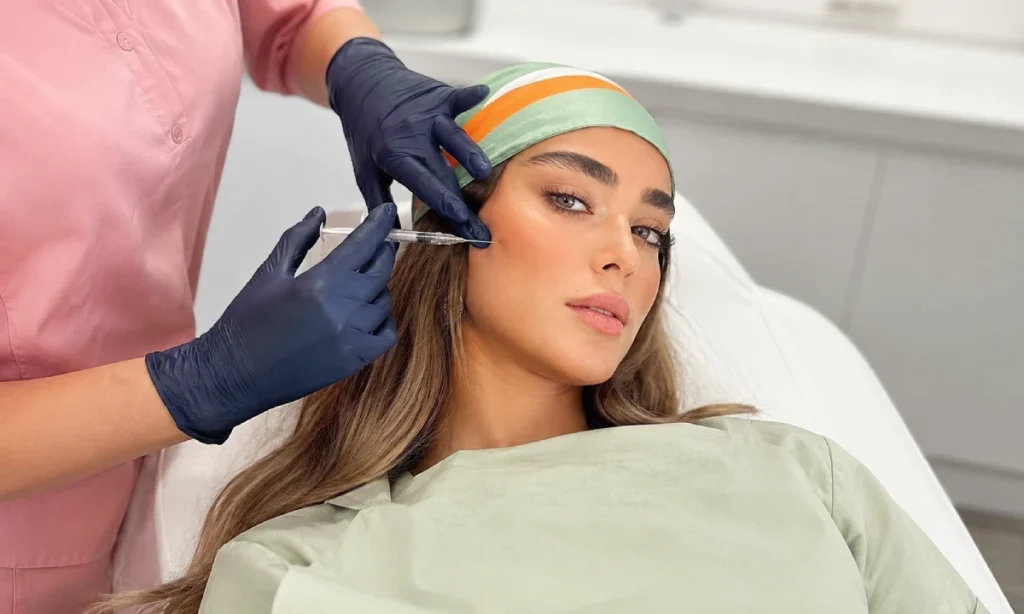 تزریق مزوژل گونه برای خانمی در کلینیک زیبایی