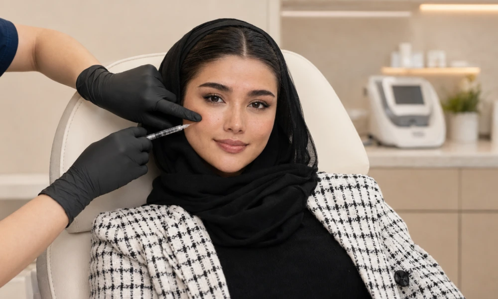 تزریق مزوتراپی صورت برای درمان و رفع لک صورت این خانم