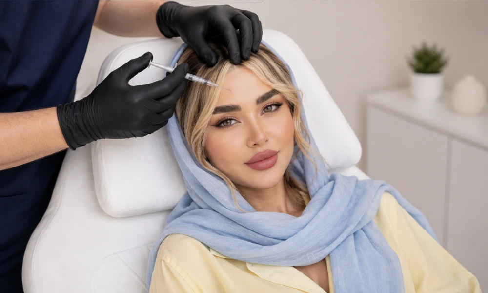 روشن سازی پیشانی این دختر با تزریق مزوژل