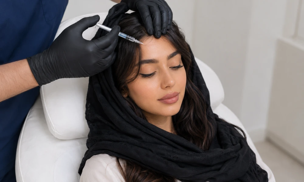 تزریق مزوژل پیشانی برای کلاینت خانم