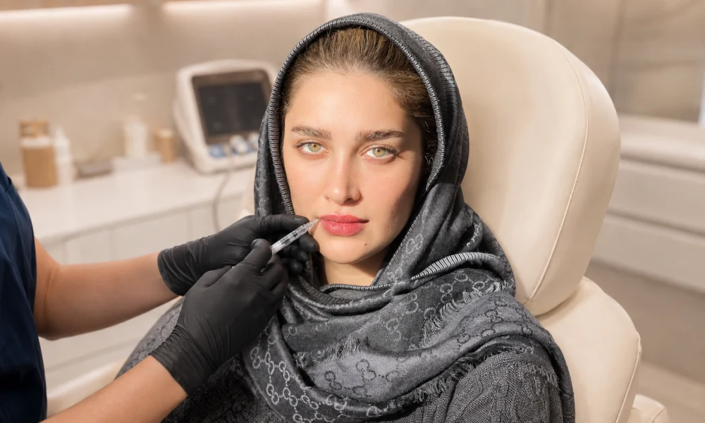 تزریق فیلر لب برای صورت خانمی بیضی شکل است