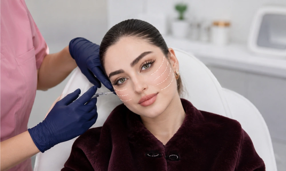 مشخص کردن نقاط تزریق مزوژل گونه 