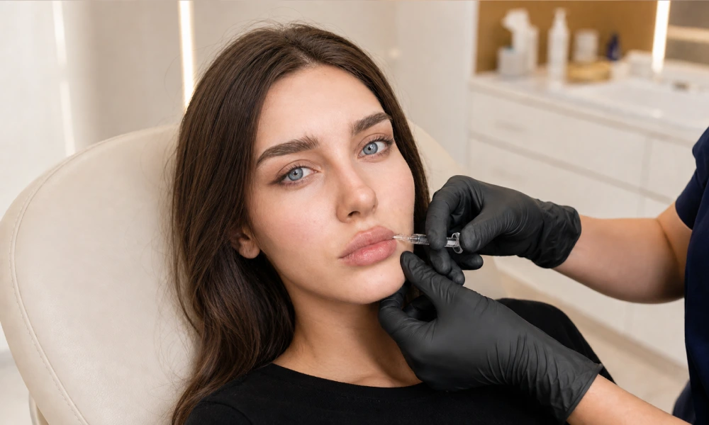 اصلاح تزریق ژل لب کلاینت زیبایی