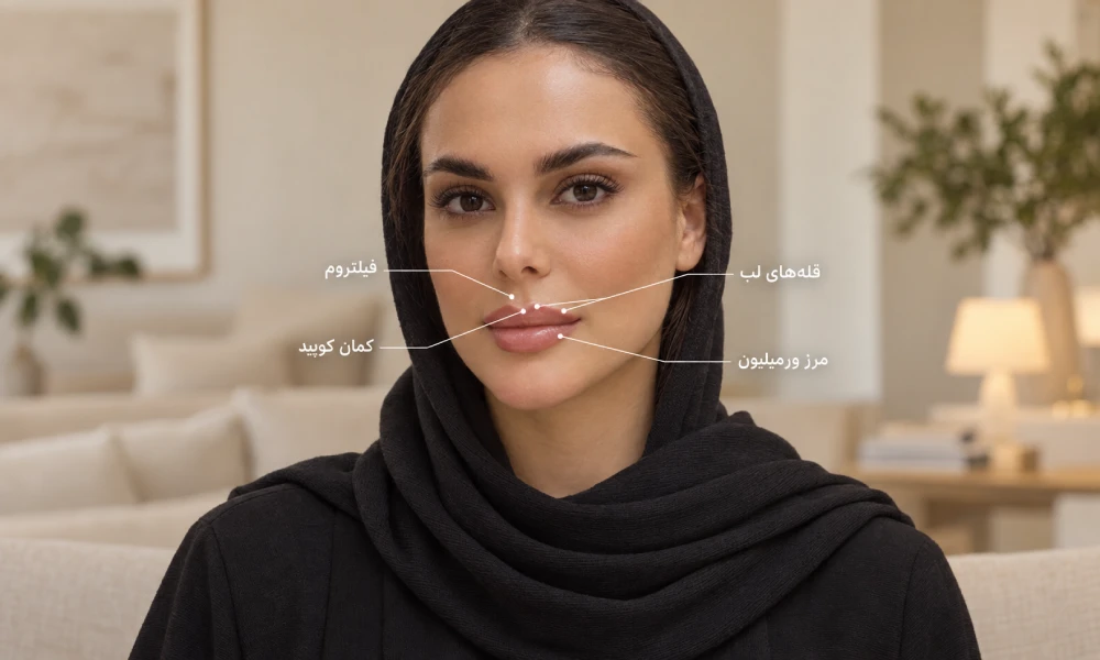 نمایش نقاط مختلف قوس لب