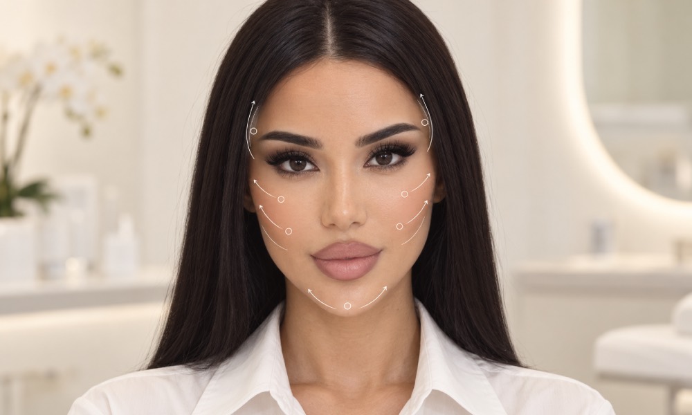 اینفوگراف زاویه سازی صورت لاغر با ژل