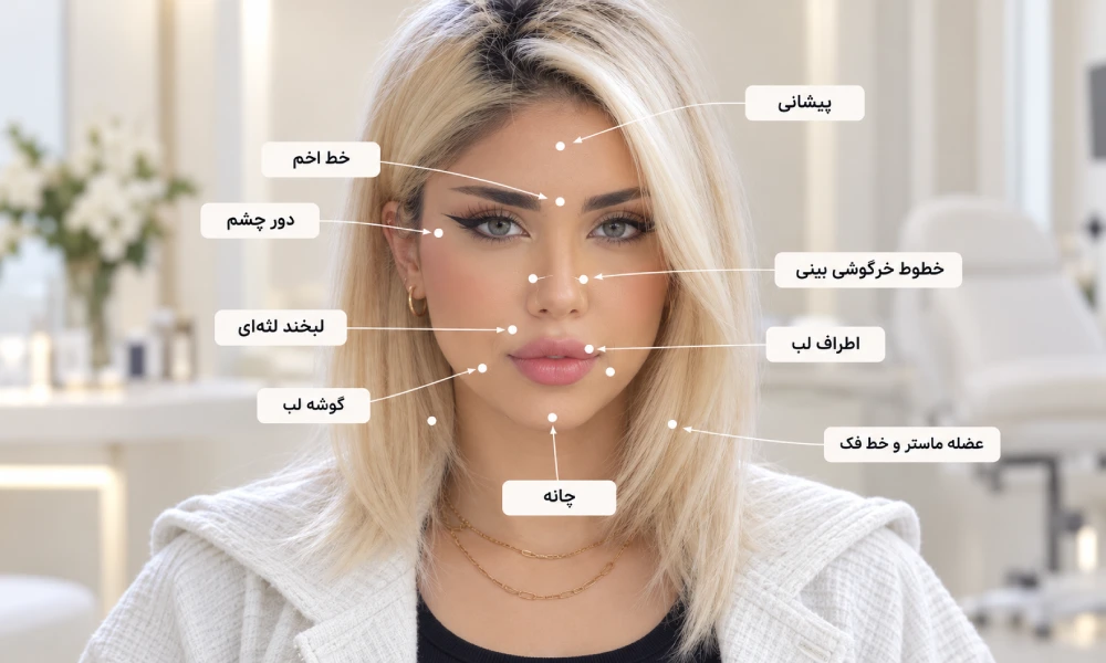 مشخص شدن نقاط تزریق بوتاکس فول فیس