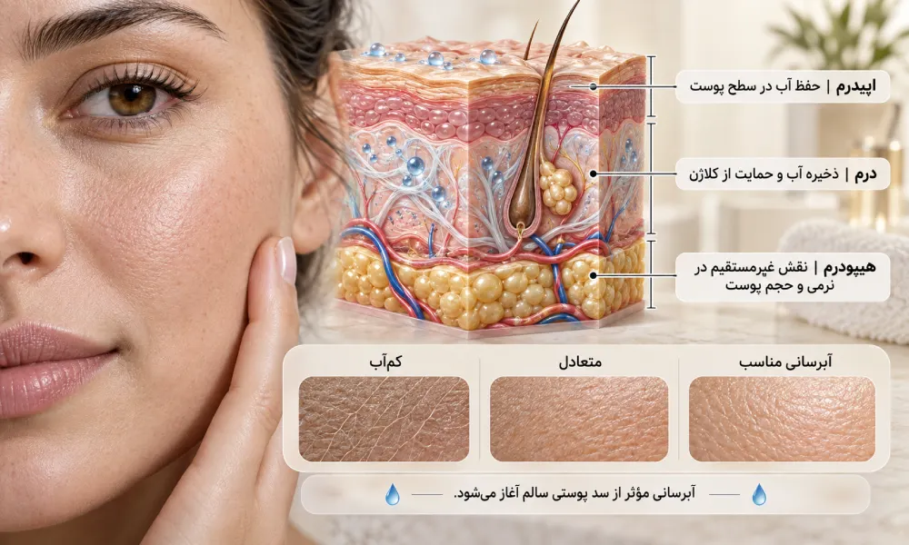 اینفوگراف آبرسانی در سطوح مختلف پوست