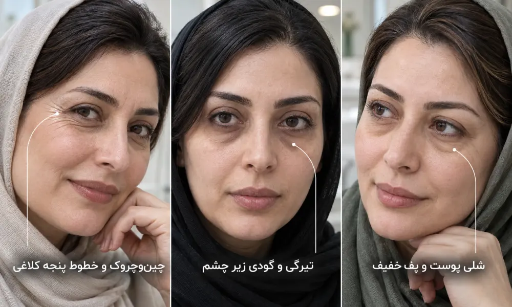 نشانه‌های پیری پوست دور چشم 