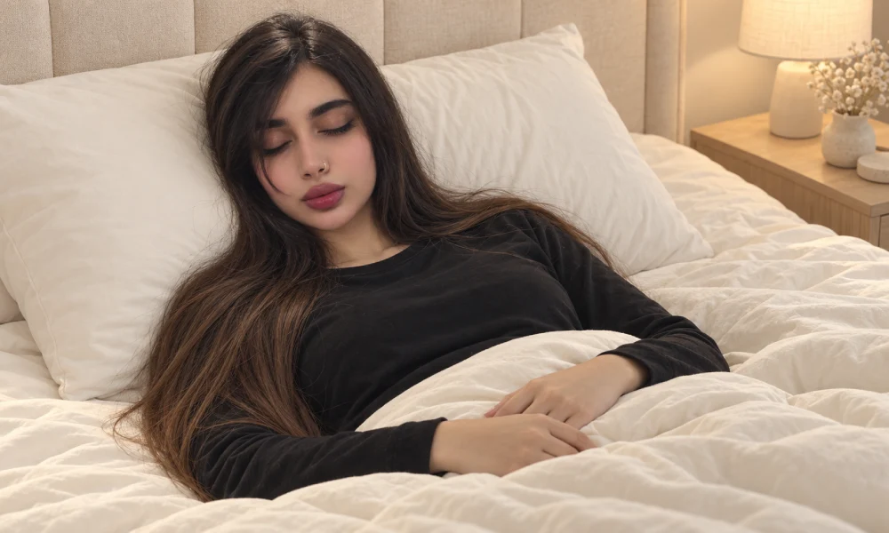 خانمی در حال خوابیدن بعد از بوتاکس 