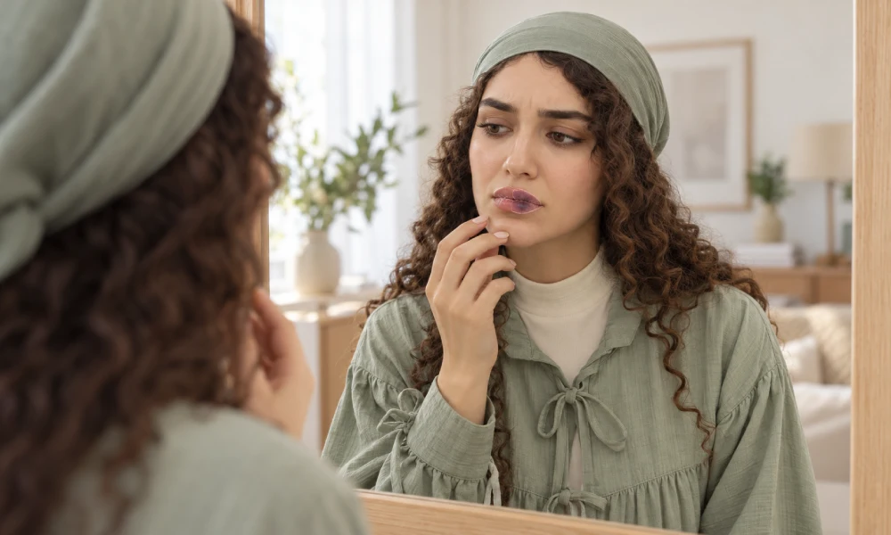 نکروز لب بعد از تزریق فیلر به لب