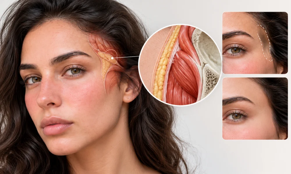 تصویر آناتومی از عارضه فرورفتگی شقیقه
